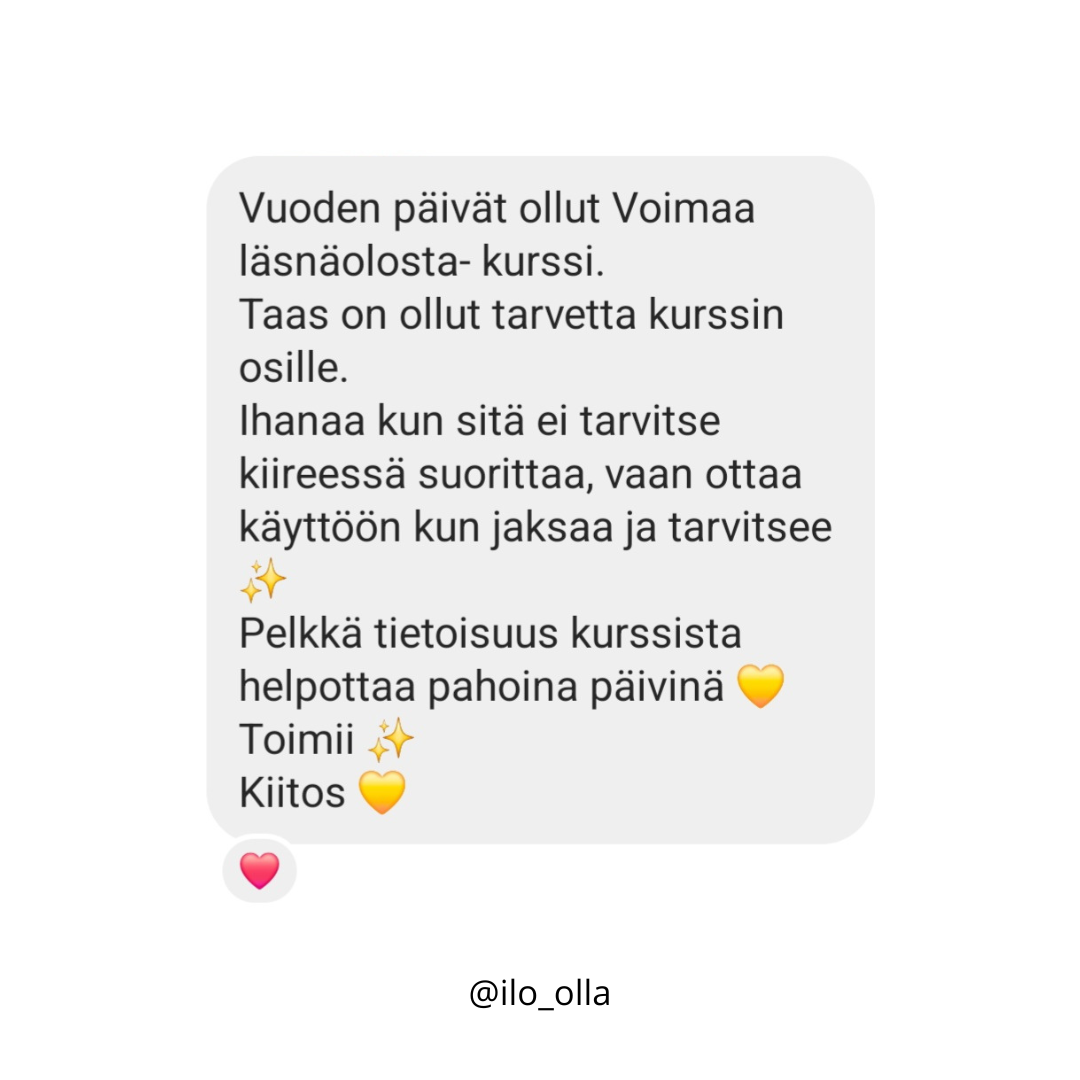 Voimaa Läsnäolosta verkkokurssi